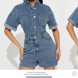 Fashion Nova Blue Denim Women's Jean Romper